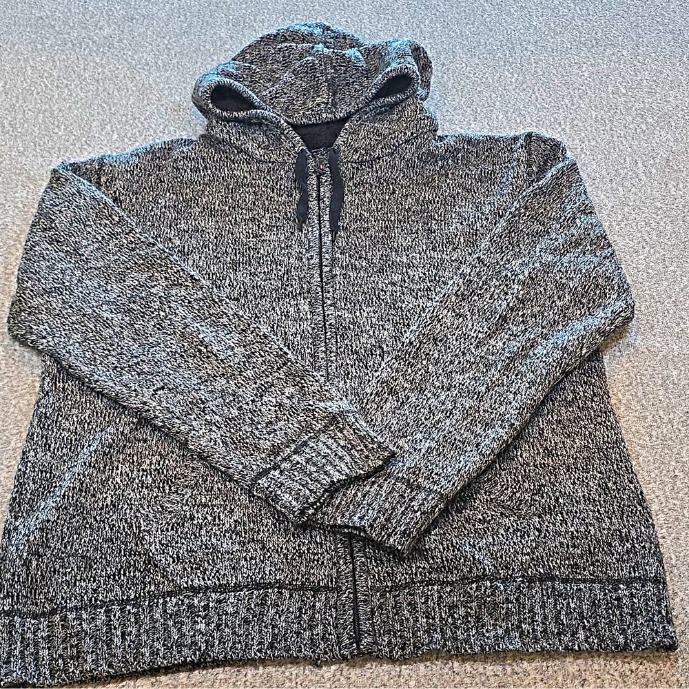 UNIONBAY Men's XL Gray Heathered Knit Full Zip Mock Neck Long Sleeve Sweater